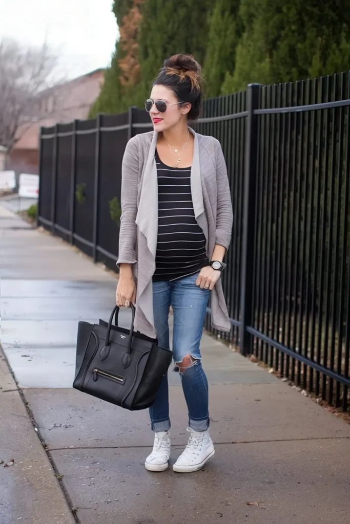 Ripped Blue Jeans and a Striped Tee
