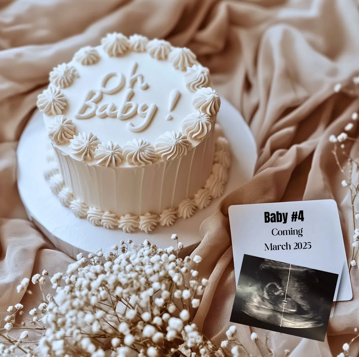 a cake and a picture of a baby