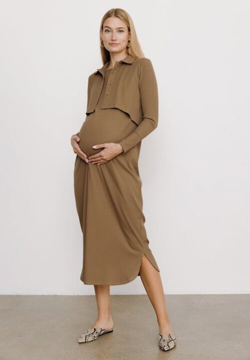 Ribbed Knit Polo Dress